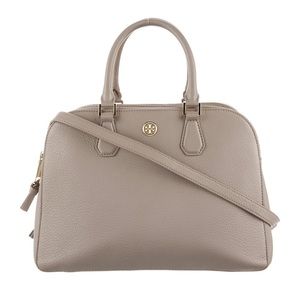Tory Burch Robinson Pebbled Triple-Zip Satchel Womens Bag.